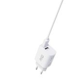 JAYM - Chargeur secteur - 2 USB + cable USB vers USB-C - blanc