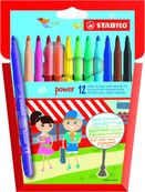 STABILO Power - 12 Feutres - pointe moyenne - couleurs assorties