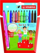 STABILO Trio A-Z - 12 Feutres dont 2 fluo - pointe moyenne