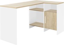 Bureau d'angle LIVERPOOL - blanc et imitation chêne clair
