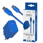 Jaym - Chargeur secteur pour smartphone + câble USB-C - bleu