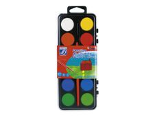 Lefranc Bourgeois - Peinture - 12 tubes de gouache - tempéra - couleurs assorties + pinceau