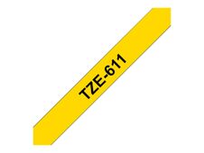 Brother TZe611 - Ruban d'étiquettes auto-adhésives - 1 rouleau (6 mm x 8 m) - fond jaune écriture noire 