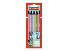 STABILO Pen 68 - 8 Feutres - blush, lie-de-vin, rouge fraise, pistache, vert boueux, rouille, eucalyptus, lilas grisé