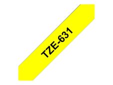 Brother TZe631 - Ruban d'étiquettes auto-adhésives - 1 rouleau (12 mm x 8 m) - fond jaune écriture noire 