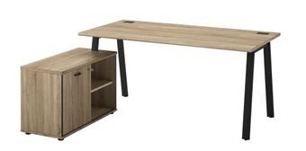 Bureau manager MAMBO avec retour gauche - 160 cm - Chêne Sonoma/noir