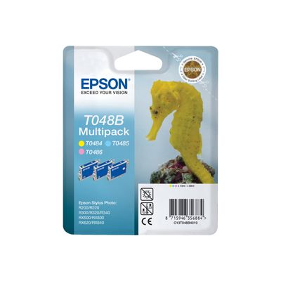 8715946356884-Epson T048B Hippocampe - Pack de 3 - cyan clair, magenta clair, jaune - cartouche d'encre original-Avant-3