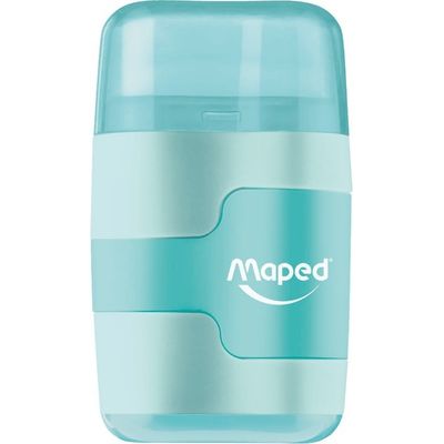 3154140492304-Maped Connect Pastel - Taille-crayons 2 trous Gomme 2-en-1 - disponible dans différentes couleurs--1