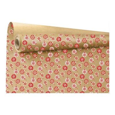 3281650587753-Logistipack Armance - Papier cadeau Kraft - 70 cm x 25 m - boules de Noel rouges-Avant-0