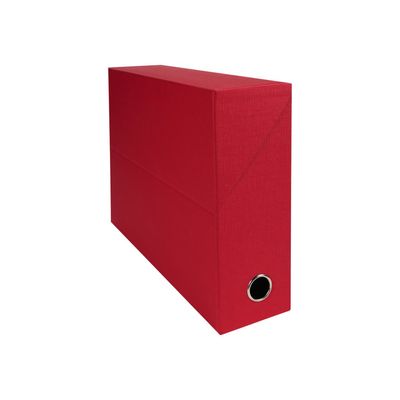 3130630895251-Exacompta - Boîte de transfert - dos 90 mm - toile rouge-Angle gauche-1