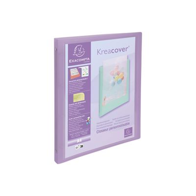 3130630512790-Exacompta Kreacover Pastel - Classeur 4 anneaux personnalisable - Dos 20 mm - A4 - pour 140 feuilles - disponib-Angle gauche-9