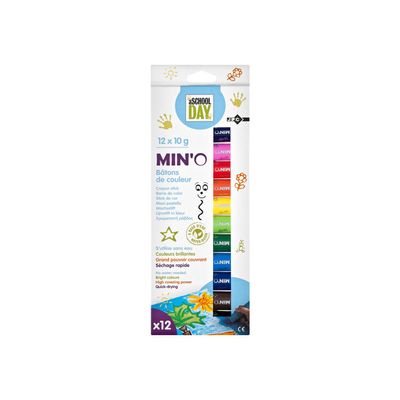 3701254706812-JPC aSCHOOL DAY - 12 Crayons - couleurs assorties - 10 g -Avant-0