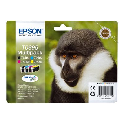 8715946507231-Epson T0895 Singe - Pack de 4 - noir, cyan, magenta, jaune - cartouche d'encre originale-Avant-2