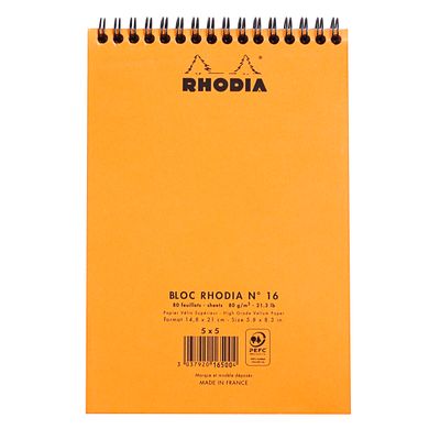 3037920165004-Rhodia Classic - Bloc notes à spirales - A5 - 80 pages - petits carreaux - à spirales--1