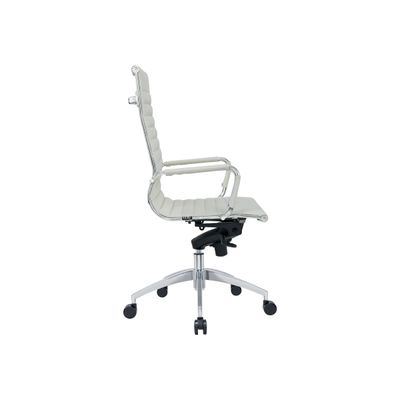 3700339883790-Fauteuil de bureau WARREN - accoudoirs fixes - cuir blanc-Gauche-4