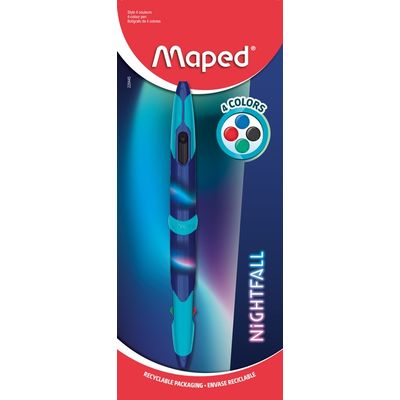 3154142294456-Maped Nightfall - Stylo à bille 4 couleurs Twin Tip (blister)--0
