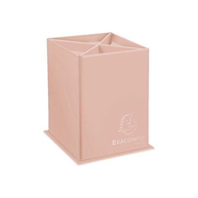 9002493099869-Exacompta Aquarel - Pot à crayons en carton - 4 compartiments - corail-Angle gauche-1