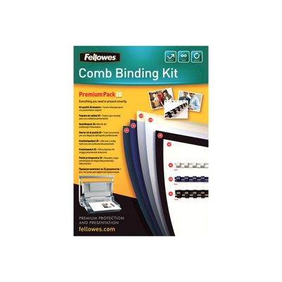 043859514731-Fellowes - kit de démarrage de reliure A4 (21 x 29,7 cm) - pour 20 dossiers avec anneaux plastique 6mm (x5), 8mm (x10), 12mm (x5)-Avant-0