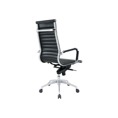 3700339883783-Fauteuil de bureau WARREN - accoudoirs fixes - cuir noir-Arrière-2