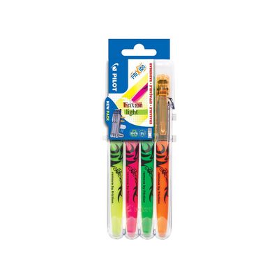 3131910546818-Pilot FriXion Light - Pack de 4 surligneurs - vert, jaune, orange, rose--0