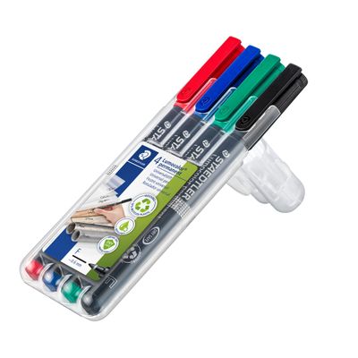 4007817310809-STAEDTLER LUMOCOLOR 318 - Pack de 4 marqueurs permanents - pointe fine - couleurs assorties--1