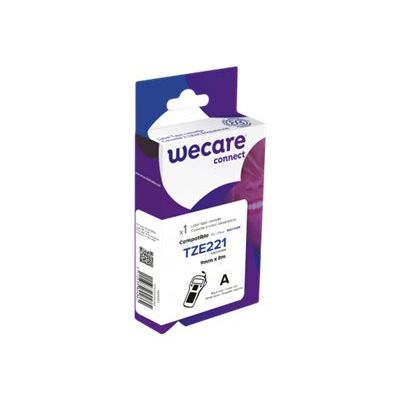 3112539804862-Wecare ruban d'étiquette compatible Brother TZE221 - 1 rouleau (0,9 cm x 8 m) - fond blanc-Angle gauche-0
