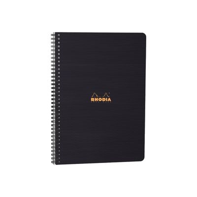 3037921199008-RhodiActive - Cahier à spirale A4+ (22,5 x 29,7 cm) - 160 pages - petits carreaux (5x5 mm) - noir-Avant-0