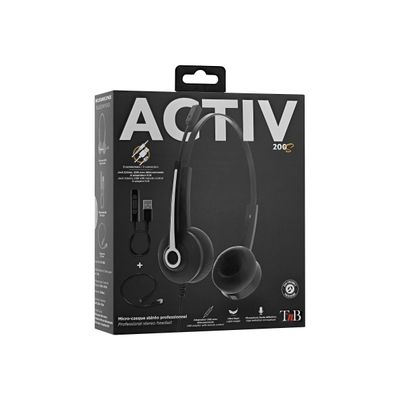 3303170105269-T'nB ACTIV 200S - casque filaire avec micro - noir-Angle gauche-4