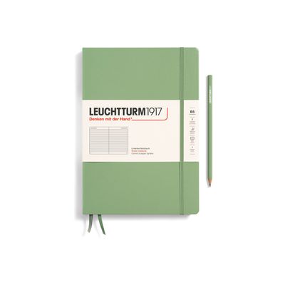 4004117616068-Leuchtturm1917 - Carnet de notes rigide - composition B5 - ligné - vert sauge-Avant-0