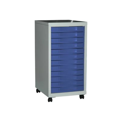 3219091940219-Desserte de rangement 12 tiroirs - gris/bleu-Angle gauche-0