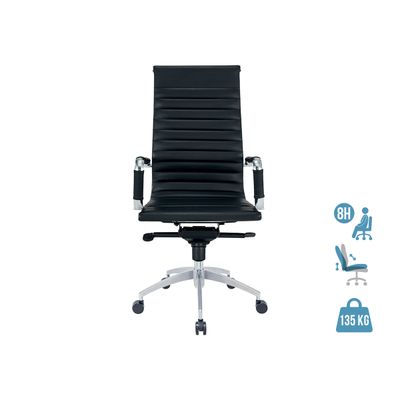 3700339883783-Fauteuil de bureau WARREN - accoudoirs fixes - cuir noir--0