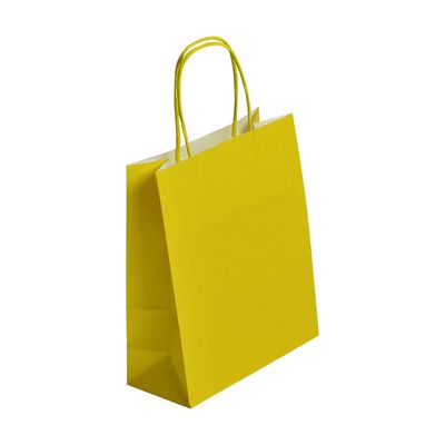 3135250988956-50 Sacs cadeau kraft - poignées torsadées - 22 cm x 12 cm x 31 cm - jaune--0