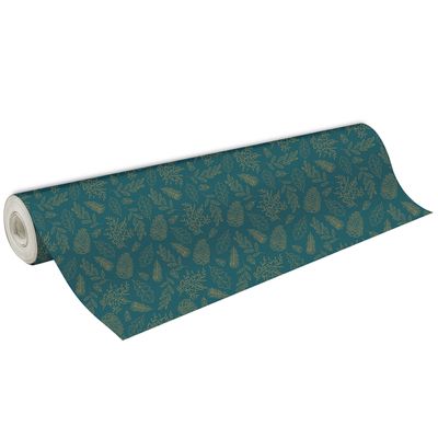 3329682020593-Clairefontaine Excellia - Papier cadeau - 70 cm x 50 m - 80 g/m² - motif feuillage or--0