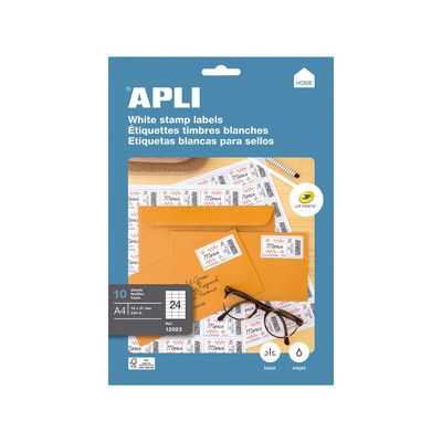 8410782129233-Apli Agipa - 240 Étiquettes adhésives blanches multi-usages - 70 x 37 mm - coins droits - réf 12923--0