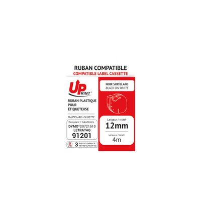 3584770437305-UPrint - Ruban d'étiquettes auto-adhésives pour Dymo 91201 - 1 rouleau (12 mm x 4 m) - fond blanc éc--0