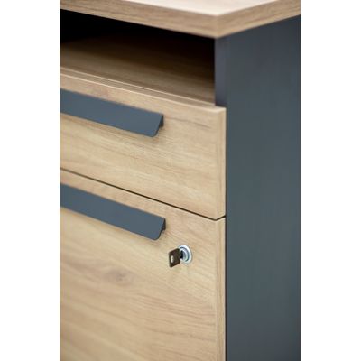 3483601088894-Caisson mobile ARCADE - Profondeur 60 cm - 2 tiroirs/1 niche - chêne/anthracite--2