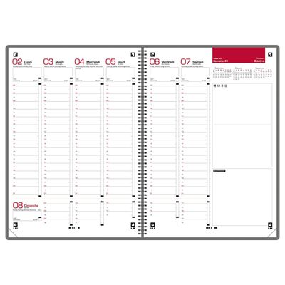 3147280219894-Agenda à spirale Oxford Mode - 1 semaine sur 2 pages - 21 x 29,7 cm - rouge - Hamelin--1