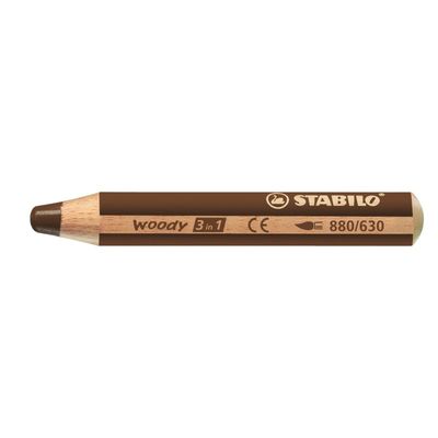4006381115551-STABILO Woody 3 in 1 - Crayon de couleur pointe large - marron--0