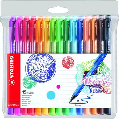 4006381503686-STABILO PointMax - 15 feutres d'écriture - pointe moyenne - couleurs assorties--0