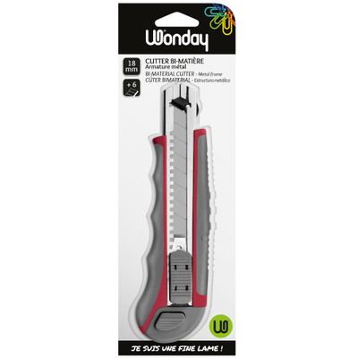 3701254701077-Wonday - Cutter rétractable - autobloquant - 18 mm + 6 lames--0