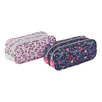 3135258772984-Trousse rectangulaire Liberty Chérie - 2 compartiments - 2 couleurs disponibles : rose ou violet - Viq--0