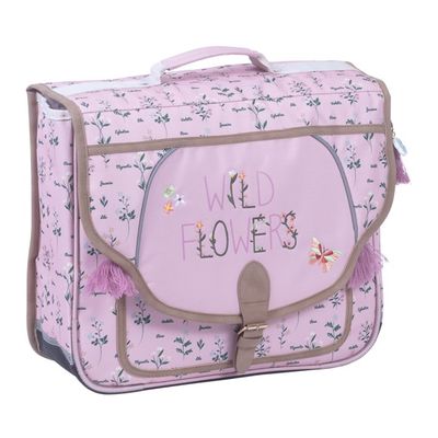 3661507823249-Cartable Greenpack Botanique 38 cm - 2 compartiments - rose poudré - Kid'Abord--0