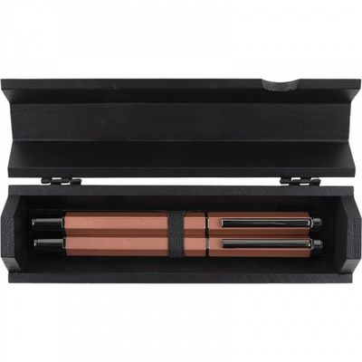 3664447136158-Oberthur Belgrade - Parure de stylo plume et roller - vieux rose--0