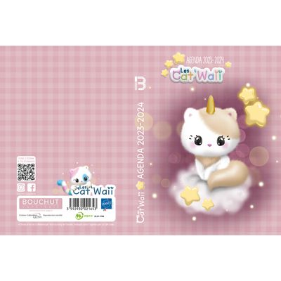 3592930021653-Agenda Cat Waii - 1 jour par page - 12,5 x 17,5 cm - rose - Bouchut--0