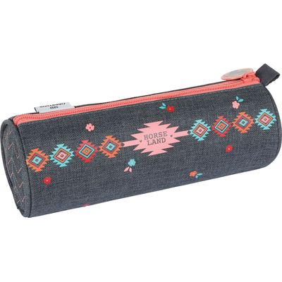 3664447148236-Trousse ronde Cheval - 1 compartiment - gris chine - Oberthur--1