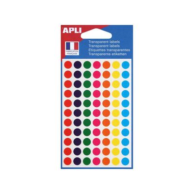 3270241128390-Apli Agipa - 385 Pastilles adhésives en plastique - couleurs assorties - diamètre 8 mm - réf 112839--0