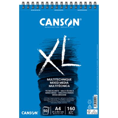3148950050243-Canson XL - Bloc dessin à spirale - 50 feuilles - A4 - 160 gr - blanc--0