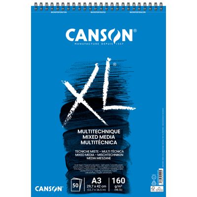 3148950050205-Canson XL - Bloc dessin à spirale - 50 feuilles - A3 - 160 gr - blanc--0