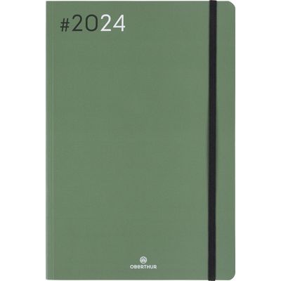 3664447154374-Agenda Flex - 1 semaine sur 2 pages - 17 x 24,5 cm - kaki - Oberthur--0