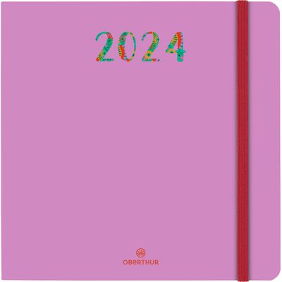 3664447158839-Agenda Merida - 1 semaine sur 2 pages - 16 x 16 cm - violet - Oberthur--0
